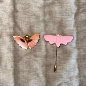 1970's Butterfly Stickpin Carved Shell Japan Gold Tone Butterfly Stickpin,